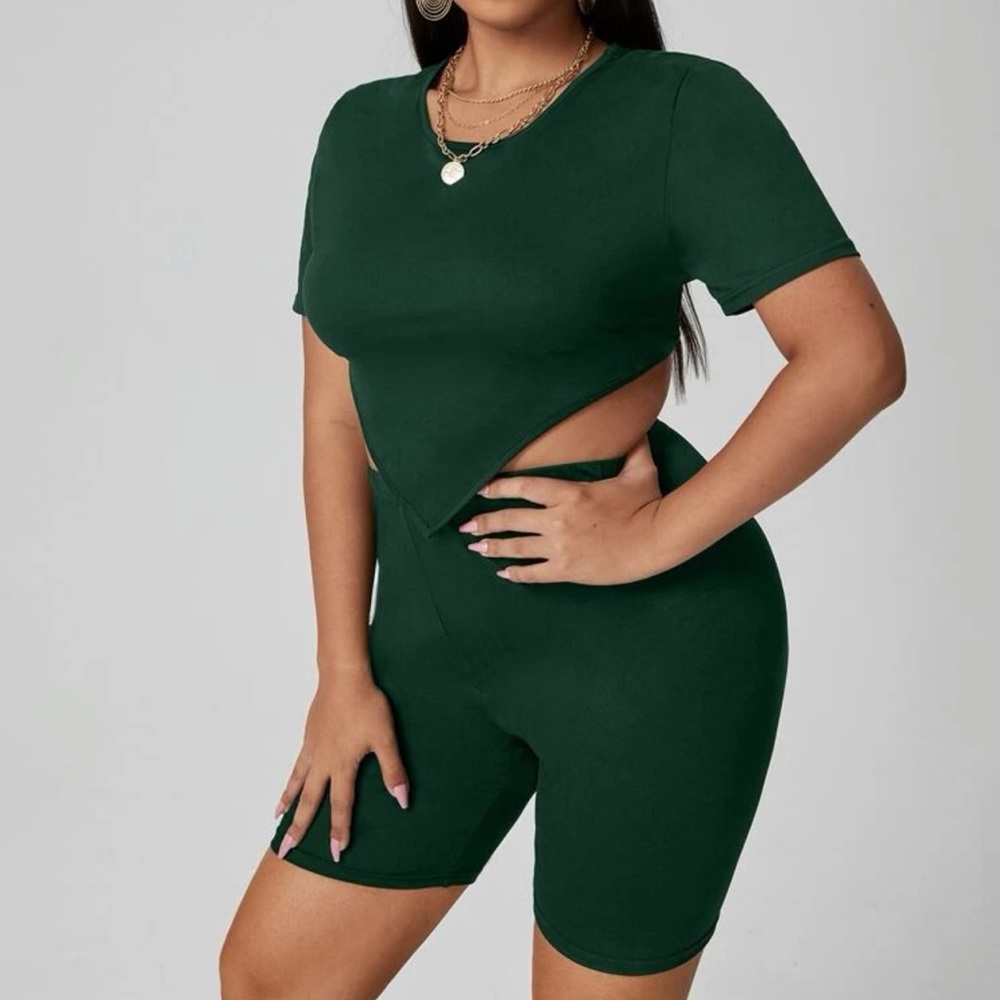 Green Crop Top Set